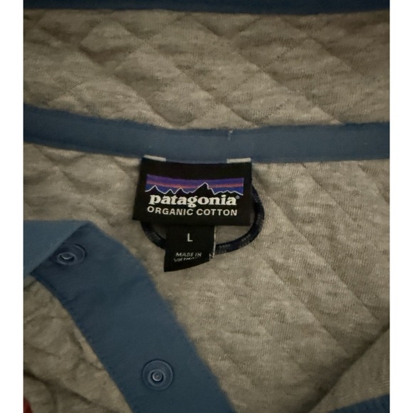 Patagonia Pullover Women L Gray Organic Cotton Blend Quilted Snap-T *FLAW READ - Picture 5 of 7